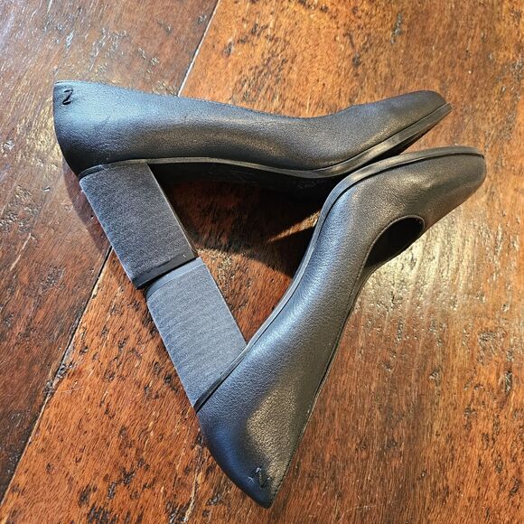 ZODIAC gloria black leather block heel pumps 8.5M classic modern work shoe - Picture 5 of 8